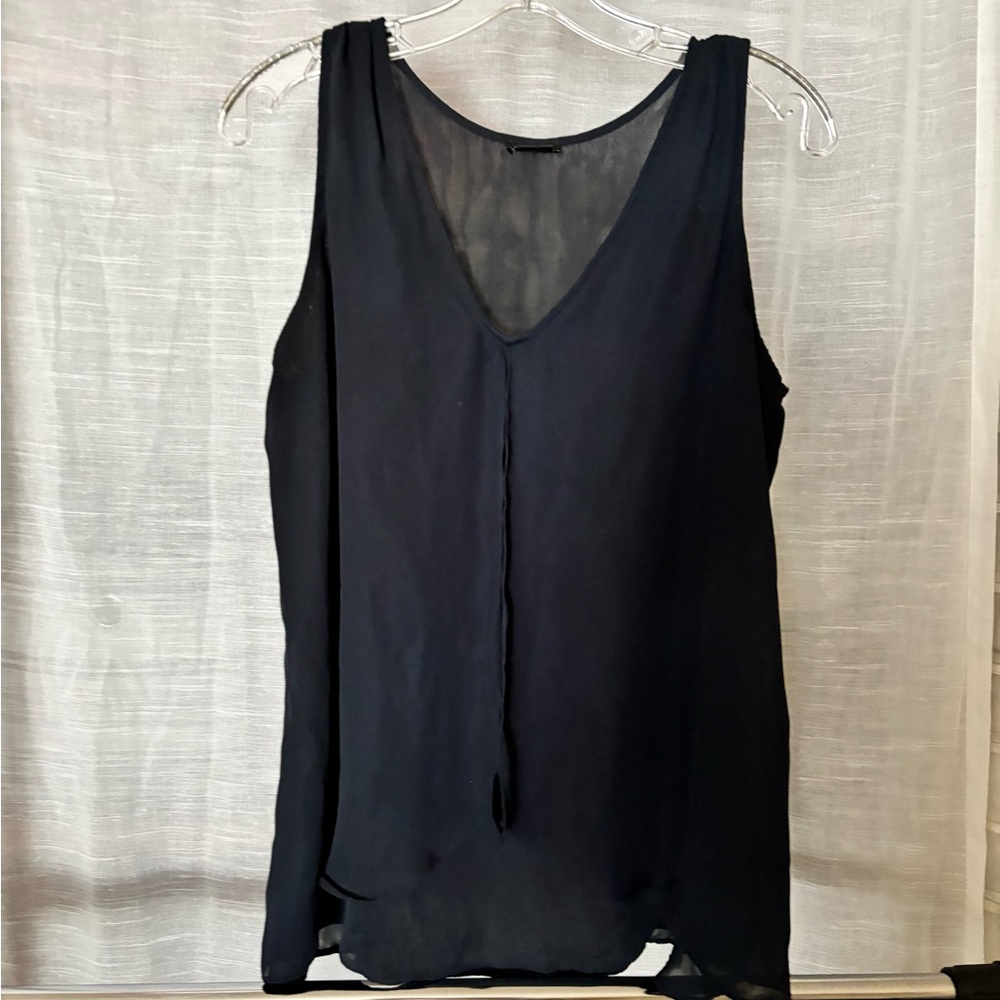 Ann Taylor Black Layered V-Neck Sleeveless Chiffon Tank